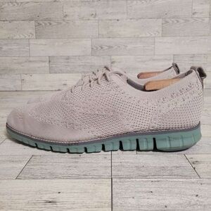 Men’s Cole Haan Remastered Stitchlite Wingtip Gray Teal Knit Oxfords Shoes Sz 10